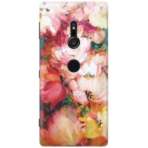 фото Cиликоновый чехол на sony xperia xz2 / сони иксперия икс зет 2 с принтом "яркие цветы" gosso