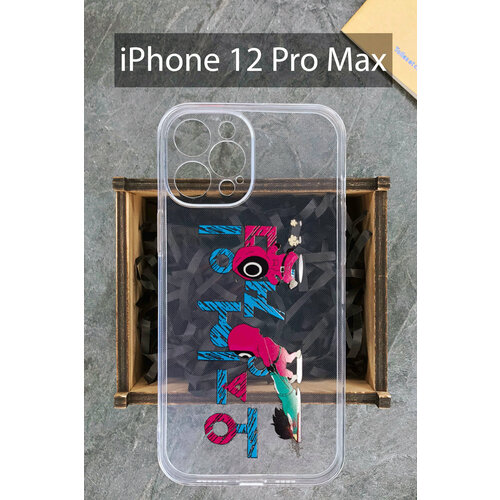 Силиконовый чехол Игра в кальмара 3 прозрачный для iPhone 12 Pro Max / Айфон 12 Про Макс