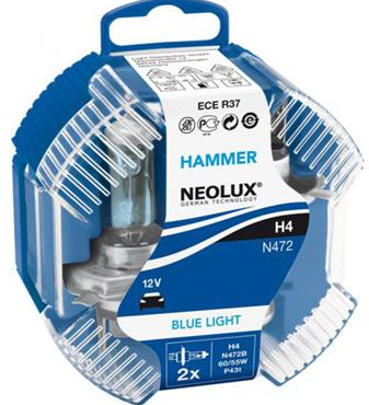 Лампа Neolux H4 12V-60/55W P43t Blue Light, комплект 2 шт, SCBN472B-SCB