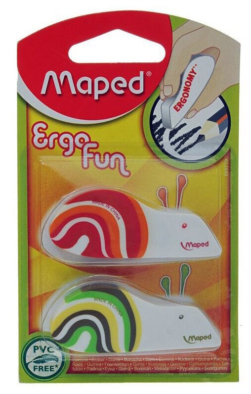 Ластик Maped EgroFun, винил, фигурный, цв.в ассорт,2шт/блист.57,5х22,5х10мм