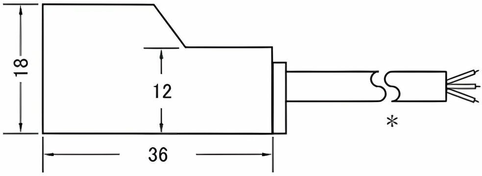 Датчик индуктивный SN04-N2 18*36 срабатывание сбоку 5мм NPN NC