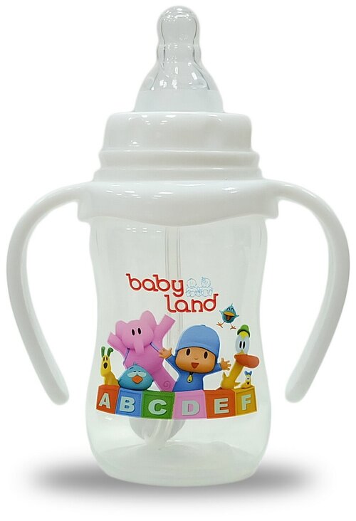 Бутылочка с ручками Baby Land с антиколиковой системой и узким горлом, 150ml