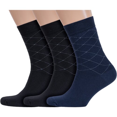 фото Носки rusocks, 3 пары, размер 27-29, синий, черный