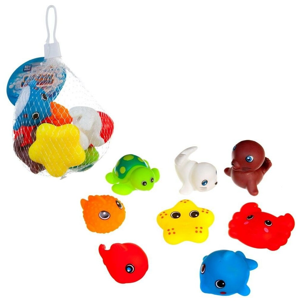 Набор резиновых игрушек для ванной Abtoys Веселое купание 8 предметов