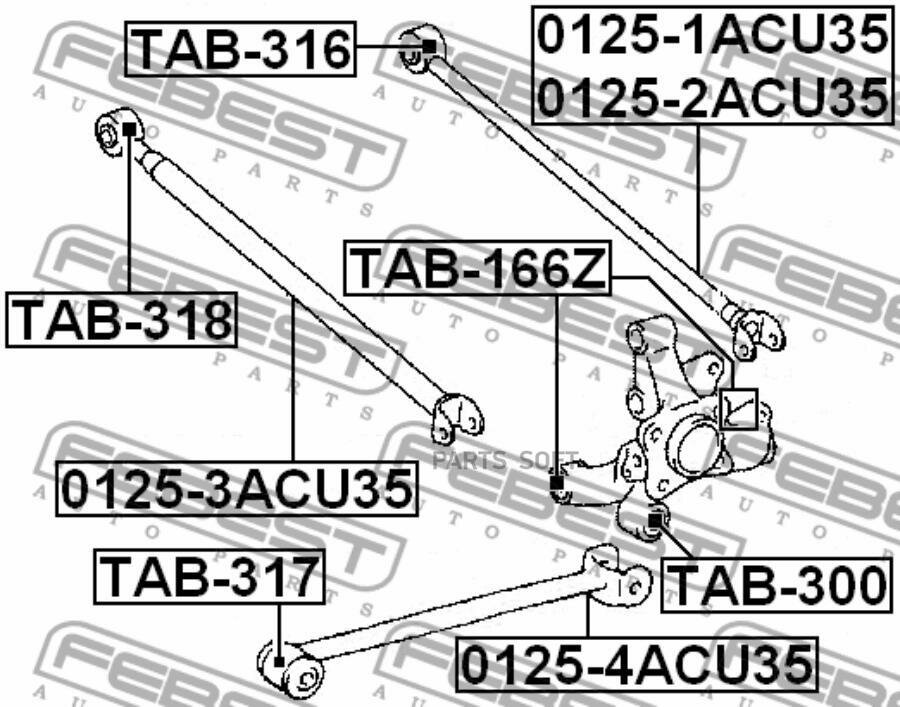 FEBEST TAB-316 Сайлентблок задн поперечн тяги TOYOTA HARRIER 97-12 TAB-316