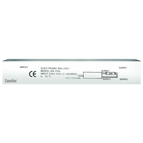 Электронный балласт в пластиковом корпусе для люминенсцентной лампы 15Вт Т8 размер 205х25х18мм (упаковка 2шт - цена за цпаковку) - B19 (Camelion)(код заказа 4833 С)
