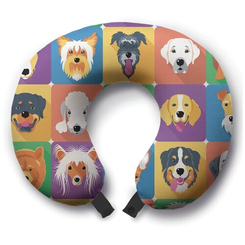 фото Подушка для шеи ambesonne лающие друзья, разноцветный