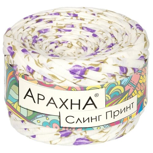 фото Набор пряжи arachna sling print, 100% хлопок, 6*160+/-10 г, 50+/-2 м, №020, цветочек, фиолетовый
