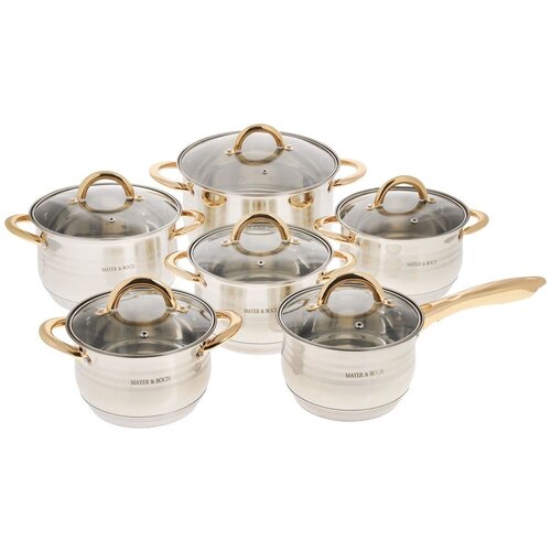 фото Набор посуды mayer & boch 25157 12 пр. серебристый