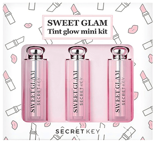 Secret Key Набор мини-тинтов для губ Sweet Glam Tint Glow Mini Kit, 02 funky pink/04 baby pink/05 juicy orange