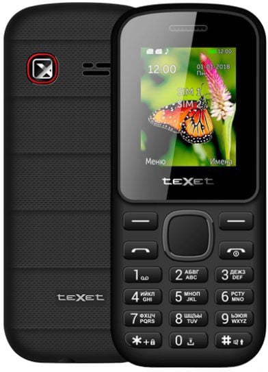 Телефон teXet TM-130, 2 SIM, черный/красный