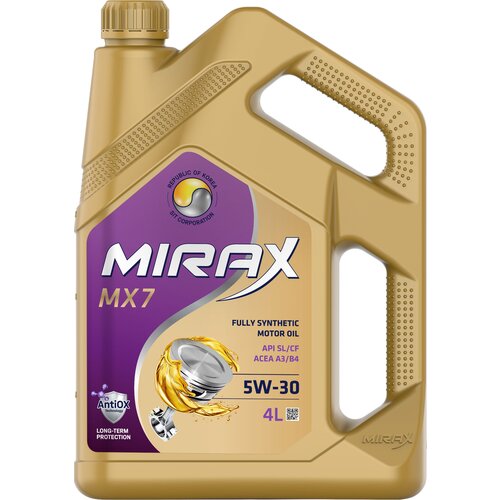 Масло моторное Mirax MX7 5W-30 A3/B4 SL/CF 4л 607027 синтетика
