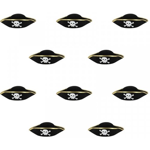 Шляпа пиратская детская Пират (Набор 10 шт.) одноразовая тарелка бумажная пиратская пират черная 18 см набор 10 шт
