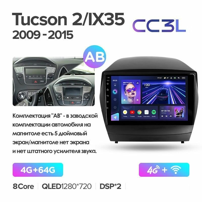 Магнитола TEYES HYUNDAI IX35/TUCSON 2 2009-2015 г. CC3L 4/64ГБ