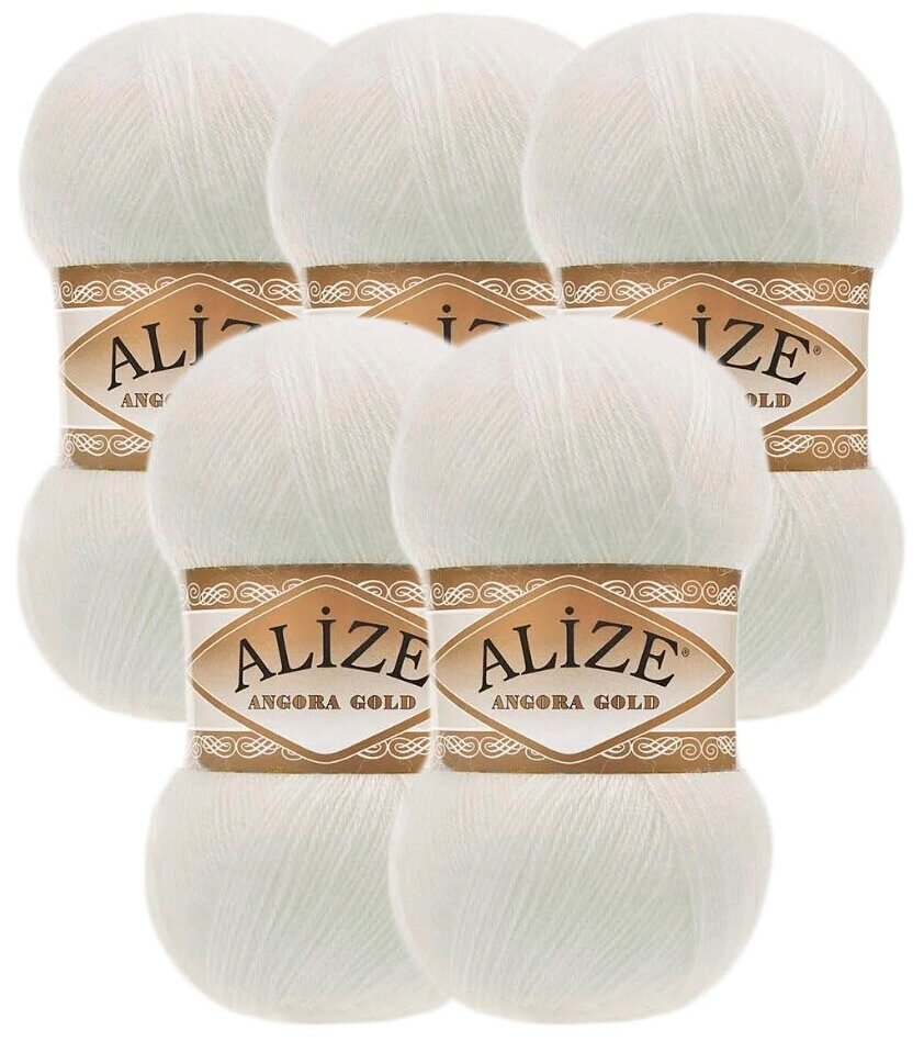 Пряжа для вязания ALIZE 'Angora Gold' 100гр. 550м (80%акр, 20%шерсть) ТУ (62 молочный), 5 мотков