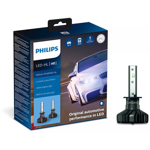 фото Лампа светодиодная philips ultinon pro9000 hl h1 12/24v 18w p14,5s, 2 шт. (бокс)