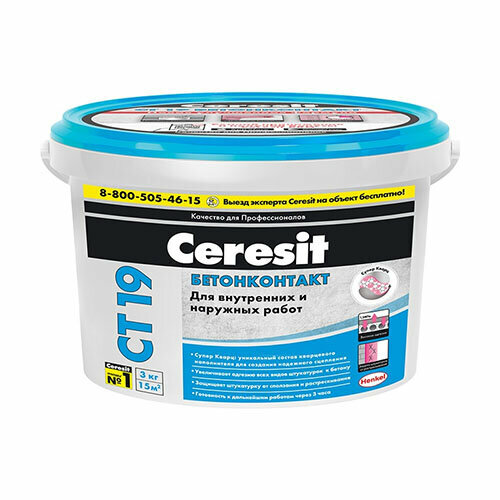 грунтовка бетон контакт ceresit ст 19 3 кг СТ 19/3 Грунтовка бетонконтакт 3 кг