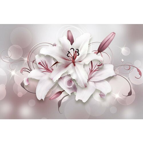 Моющиеся виниловые фотообои GrandPiK Королевская лилия 3D, 420х280 см