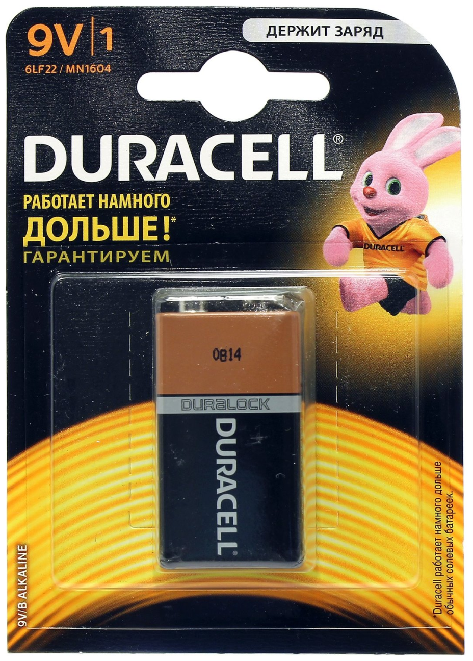 Батарейка Крона щелочная Duracell MN1604 9V 1 шт