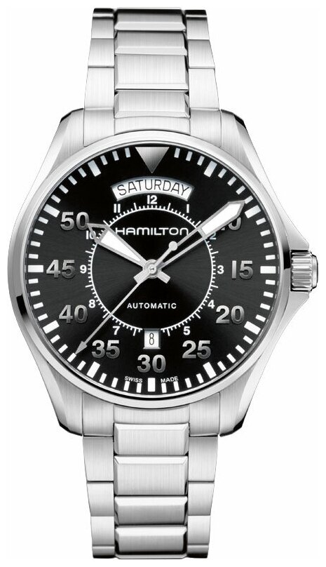 Наручные часы Hamilton Khaki Aviation H64615135, серебряный, черный