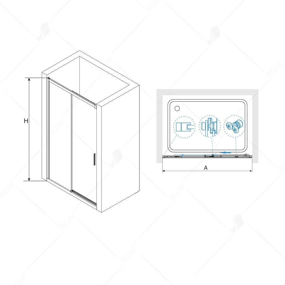 Душевая дверь RGW 190х195 см LE-12-B Чёрный, Прозрачное, 6 мм Easy Clean (34121219-14)