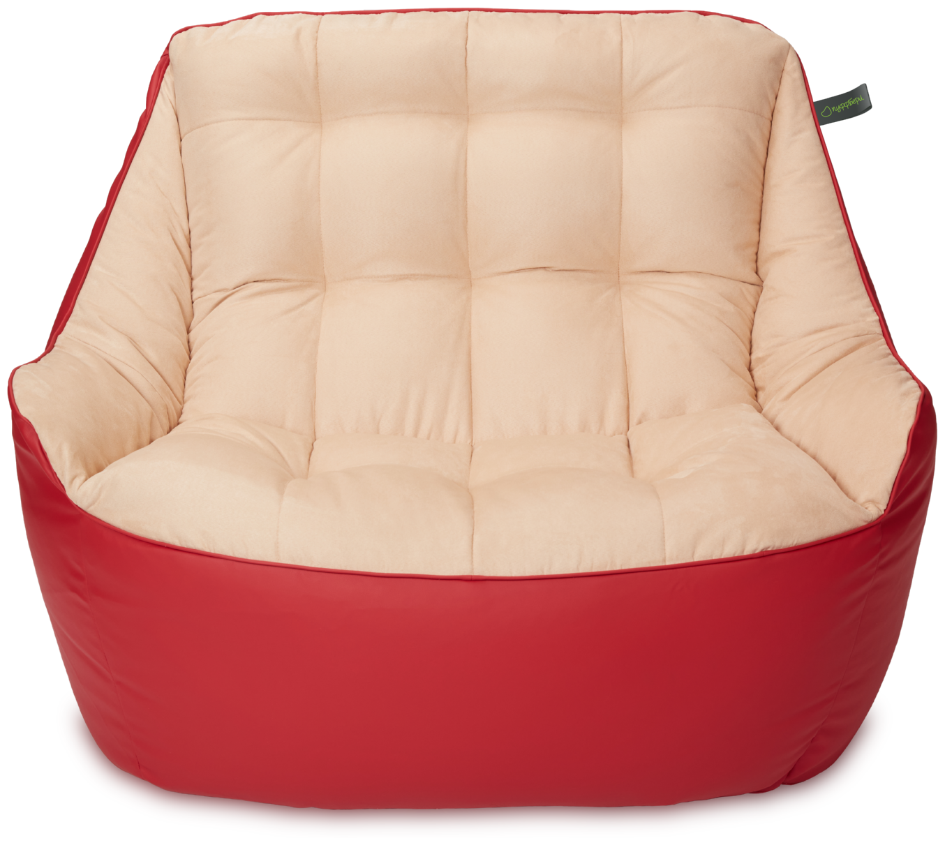 Кресло мешок «Диван Босс», эко-кожа и велюр, Красный и бежевый
