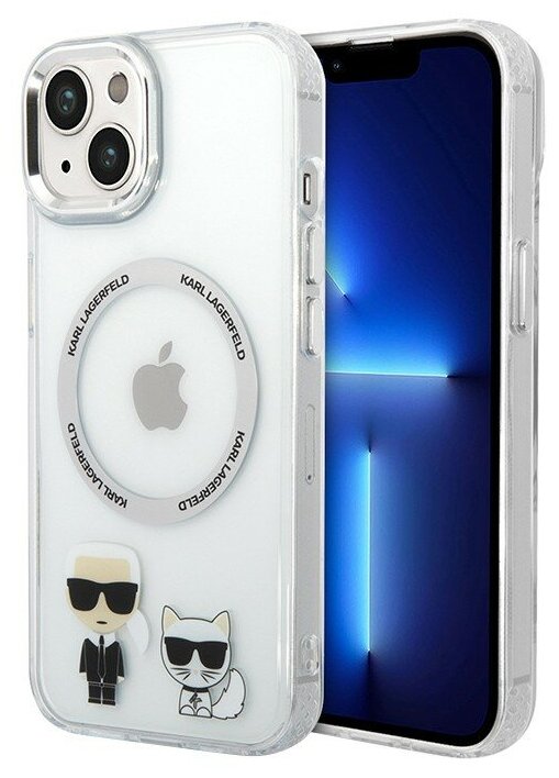 Чехол Lagerfeld Karl&Choupette Hard для iPhone 14, прозрачный (MagSafe)