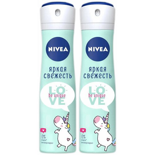 Антиперспирант Nivea Love Be Unique Яркая свежесть, спрей, 150 мл, 2 шт.