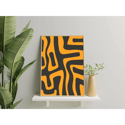 Интерьерный постер A3 «Лабиринт» (оранжевый) №2. Плакат без рамы. Размер: 29 x 42 см