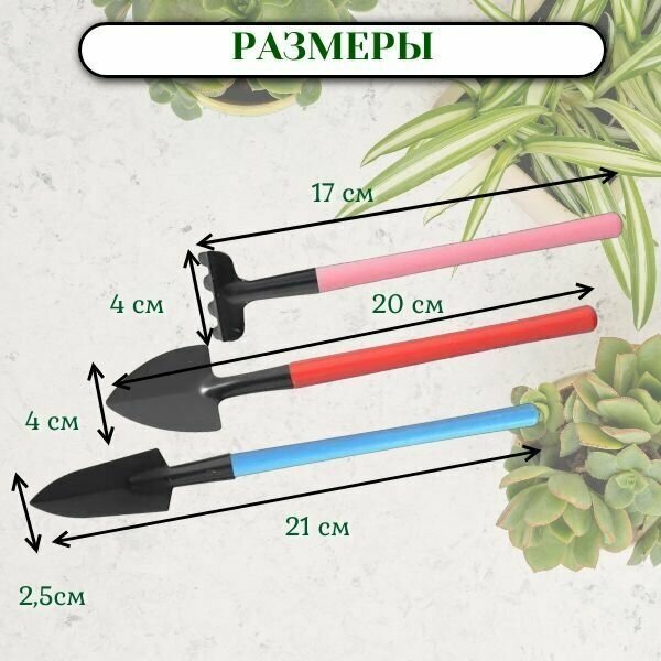 Набор садовых инструментов для комнатных растений 3 предмета - фотография № 2