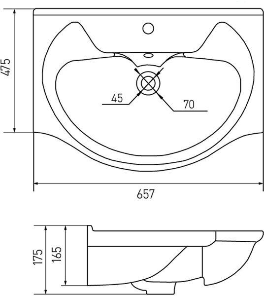 Умывальник Santek БАЙКАЛ-65 WH109651, 65 см