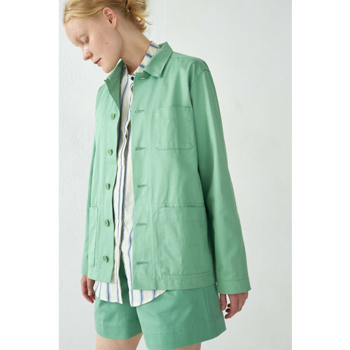  куртка-рубашка УСТА К УСТАМ, демисезон/лето, силуэт прямой, карманы, размер XXL, зеленый