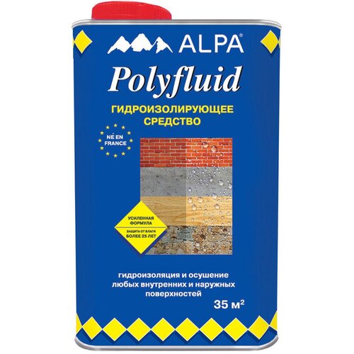 ALPA полифлюид гидроизоляция, защита от влаги (5л) мастика alpa polyfluid гидроизолирующее средство 5 2кг 5 л цвет прозрачный