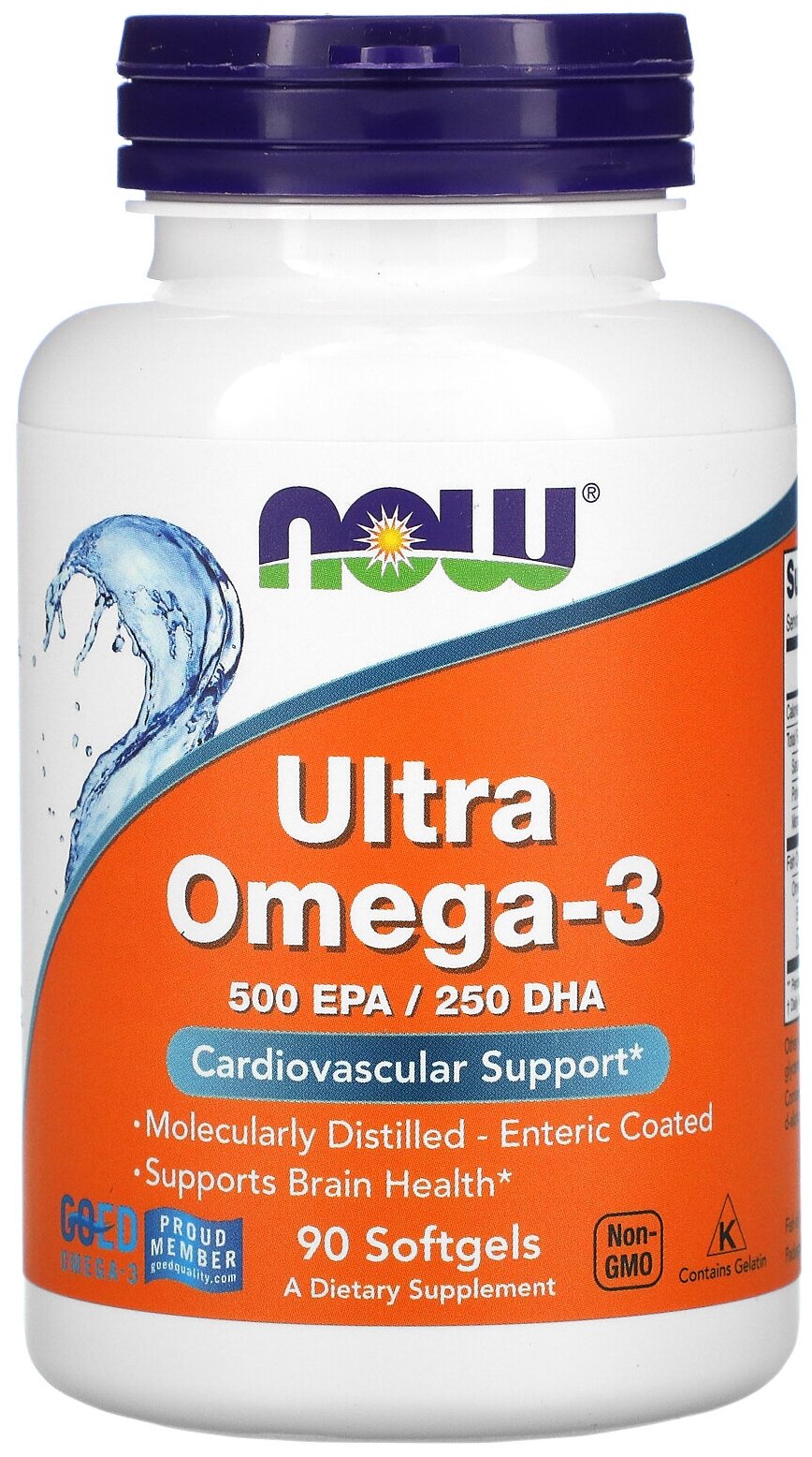 Now foods Ultra Omega-3 ультра омега, концентрат рыбьего жира 90 капсул