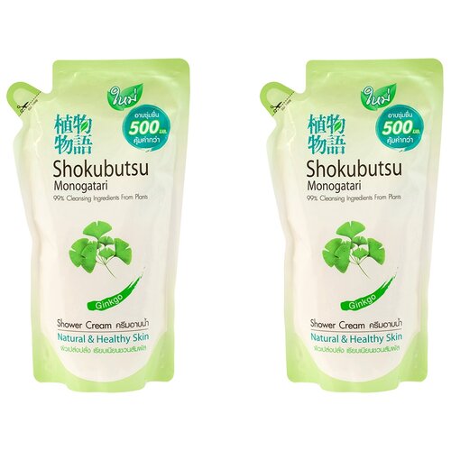 Крем-гель для душа Гинкго Shokubutsu Monogatari Shokubutsu Ginkgo Shower Cream, CJ LION 500 мл (запаска) 2шт