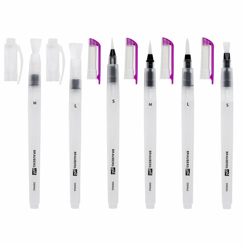 Упаковка 2 шт Кисти художественные с резервуаром для воды синтетика набор 6 шт BRAUBERG ART DEBUT 200965 1156₽