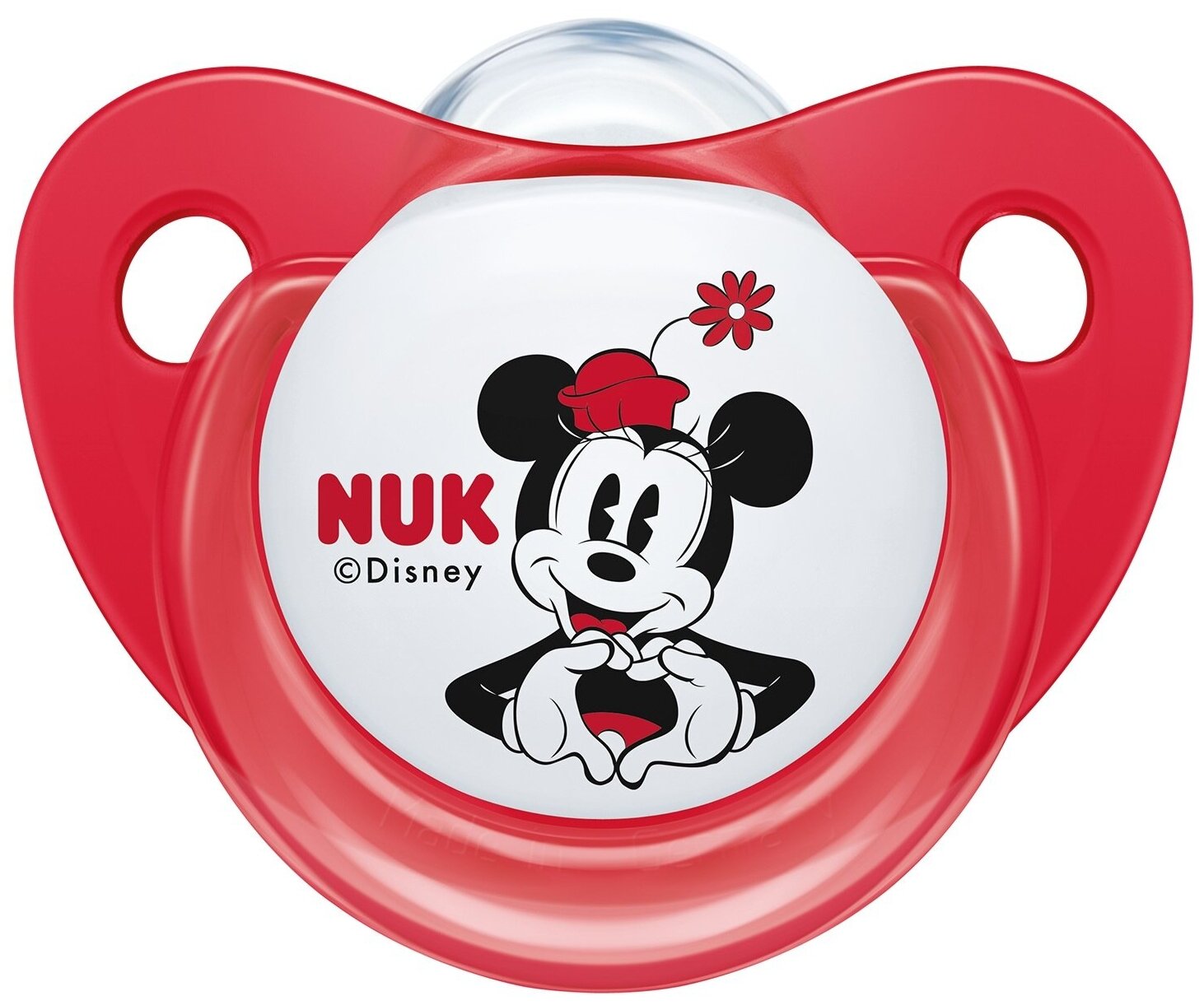 Пустышка Nuk ортодонтическая силиконовая Disney Минни Размер 1 (0-6 мес.) Красный