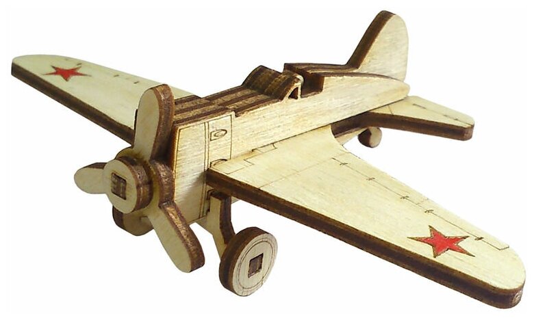 Сборная деревянная модель Lemmo Советский истребитель И-16 - фото №1