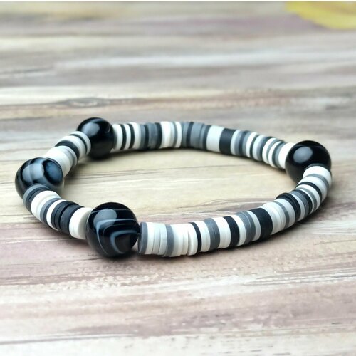 фото Браслет агат каучук 6-10 мм 16,5 см нет бренда