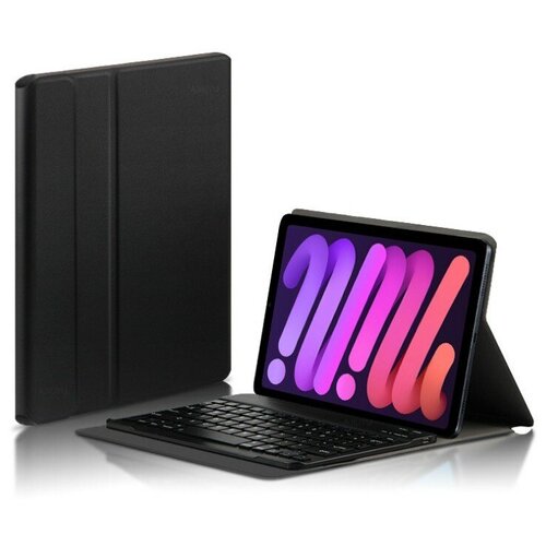 Клавиатура MyPads с чехлом для Apple iPad mini 6 2021 съёмная беспроводная Bluetooth-клавиатура черная кожаная