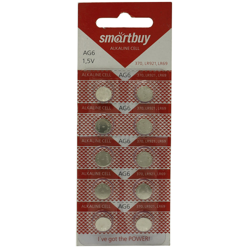 Батарейка LR69 щелочная Smartbuy SBBB-AG6-10B 1.5V 10 шт 10pcs 1pack alkaline battery ag6 1 55v button coin cell 371 sr920sw lr920 sr927 171 370 l921 lr69 sr920 watch batteries 270b