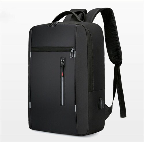 Рюкзак молодёжный, для учебы, работы, ноутбука, школьный CityFOX, Looks of the City RK-14-USB/черный_белая_молния