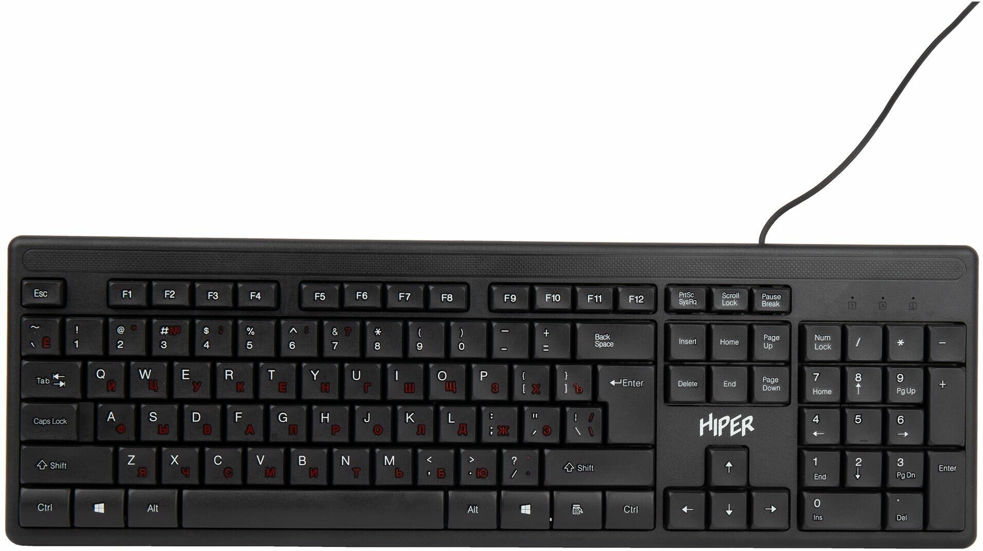 Клавиатура Hiper OK-1100 черная USB 104 кн проводная