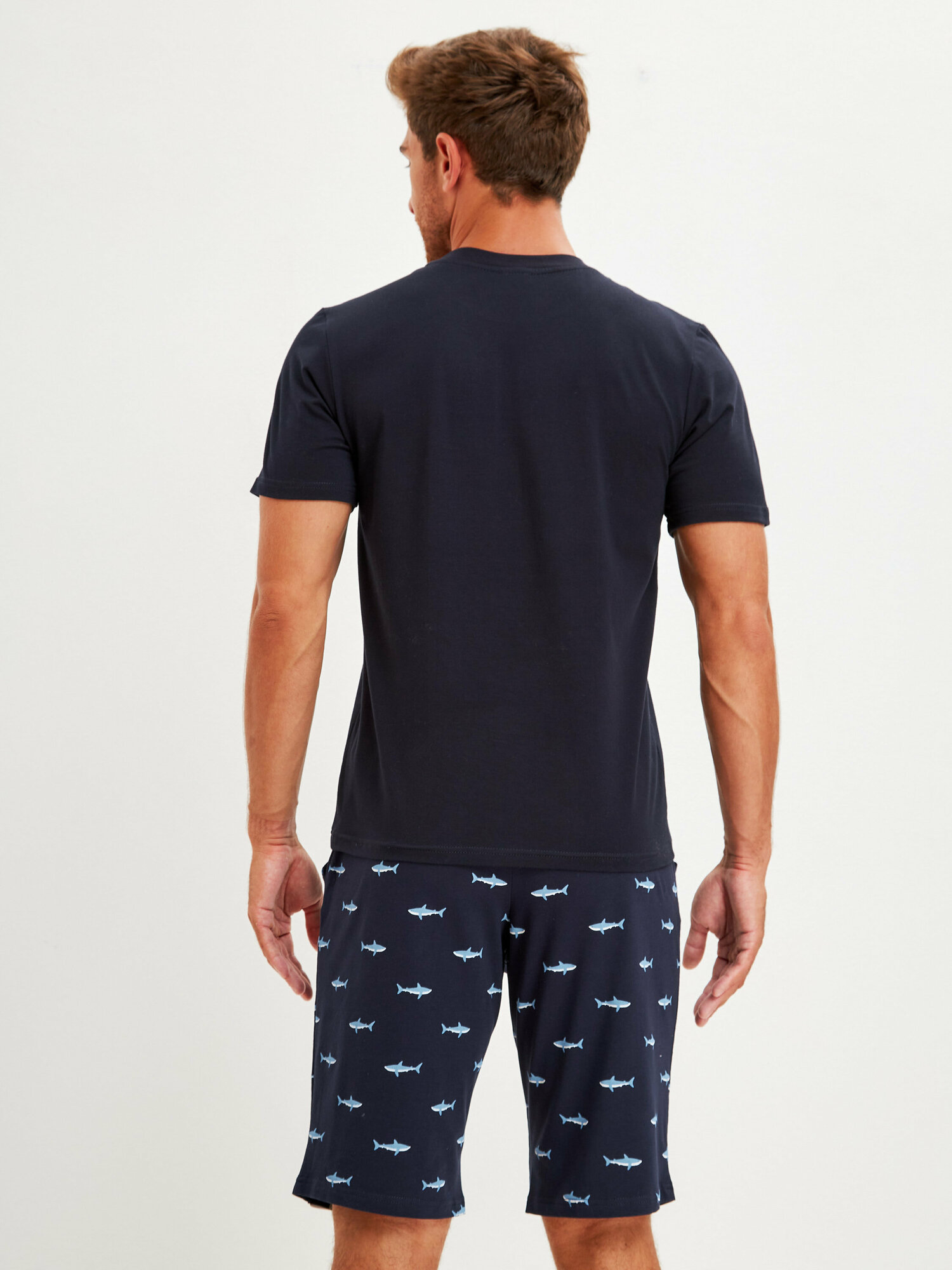 Пижама мужская с шортами, размер 4XL (58), синий - фотография № 9