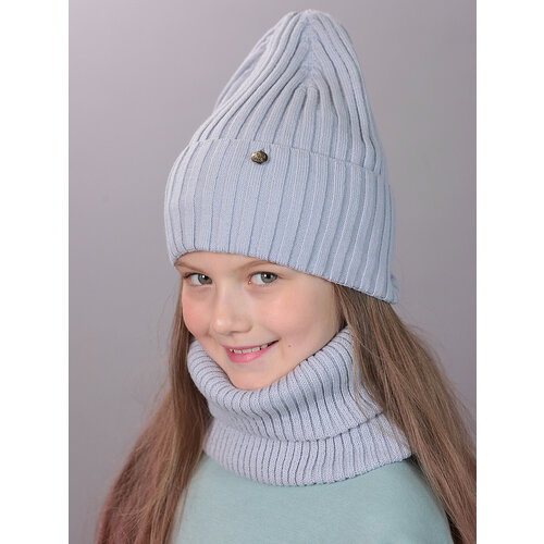 фото Шапка бини поляярик, размер 52-54, серый