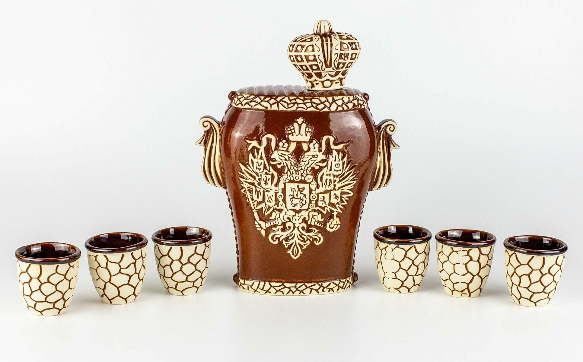 фото Набор для спиртных напитков "Герб России", керамика, 7 предметов