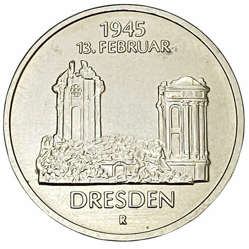 ГДР 5 марок 1985 г. (В память о жертвах бомбардировки Дрездена в ходе Второй мировой войны) клуб нумизмат монета 10 марок гдр 1985 года серебро а