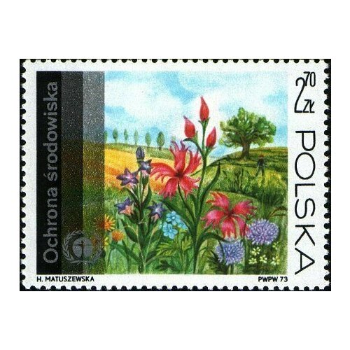 (1973-039) Марка Польша Цветы на лугу Охрана окружающей среды III Θ