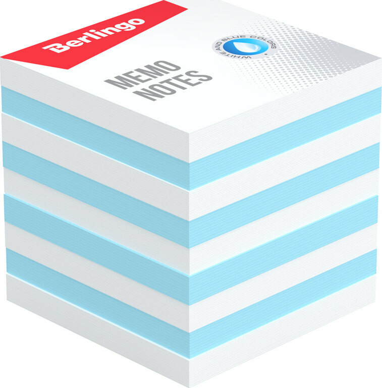 Блок для записи Berlingo "Standard" 9*9*9см, цветной, белый, голубой