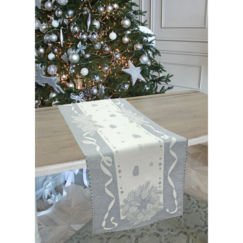 Дорожка для стола Новогодняя 45х140 см Vingi Ricami / Гобеленовая дорожка на стол